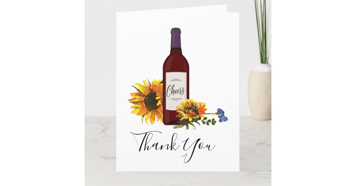 wine bottle thank you card | Zazzle
