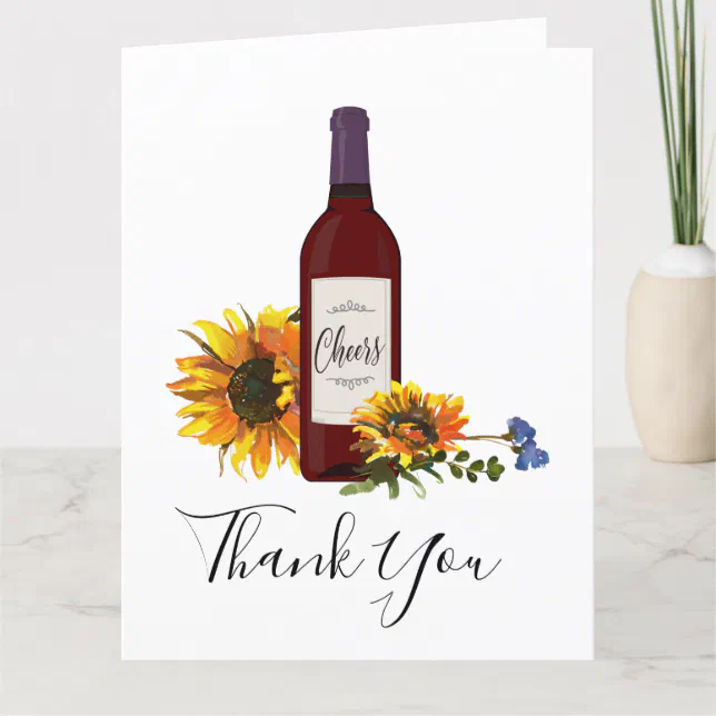wine bottle thank you card | Zazzle