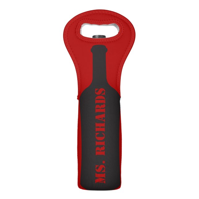 Wine Bottle Tote Bag for Teacher, Silhouette Image (Front)