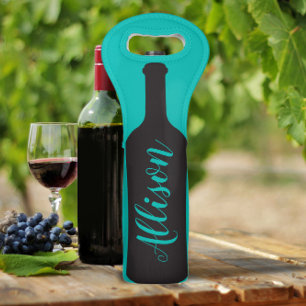 Wine Bottle Tote Bag w/ Bottle Silhouette Image