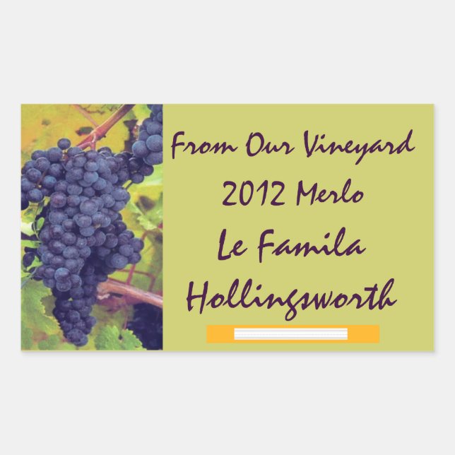 Wine Bottle Vineyard Rectangular Sticker (Front)