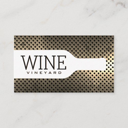 Wine Bottle  Vintage Metal Perforated Background Business Card