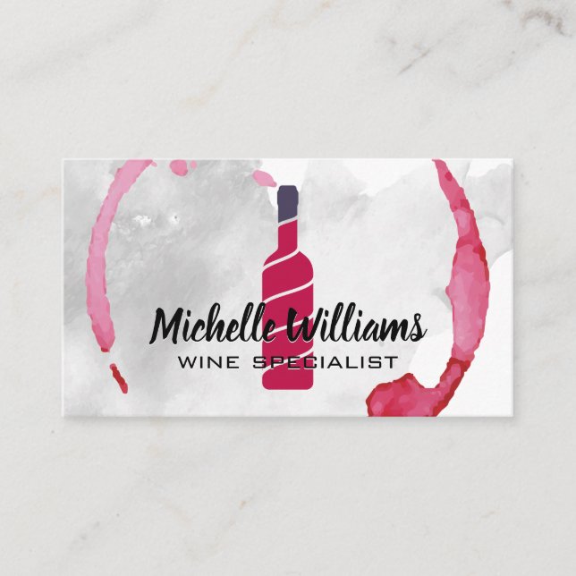 Wine Bottle | Watercolor Business Card (Front)
