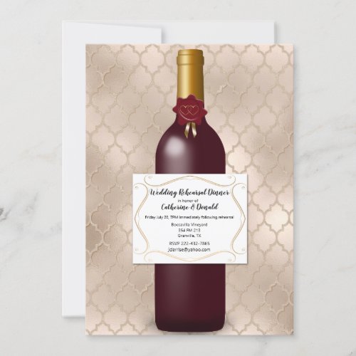 Wine Bottle Wedding Rehearsal Dinner Invitation