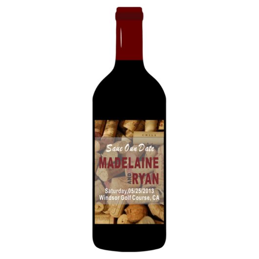 Wine Bottle Wedding Save the Date Magnet (Front)