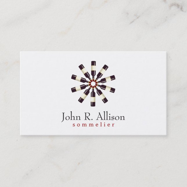Wine Bottle Wheel Sommelier Simple Business Card (Front)