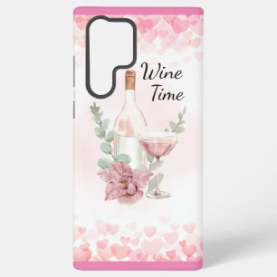 Wine Bottle & Wine Glass Wine Time Samsung Galaxy S22 Ultra Case