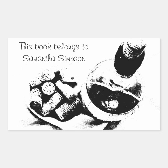 Wine Bottle with Corks Sketch Custom Bookplate (Front)