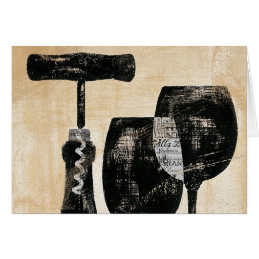 Wine Bottle with Two Glasses Cards (Front Horizontal)