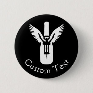Wine Bottle with Wings and Corkscrew Button