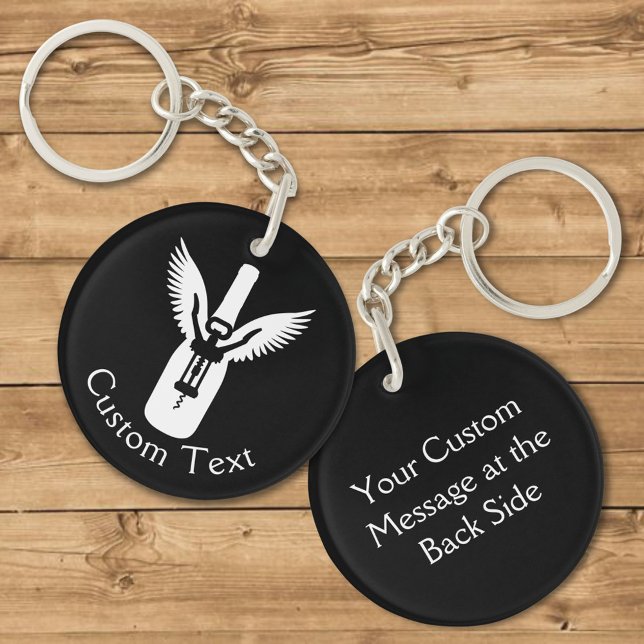 Wine Bottle with Wings and Corkscrew Keychain (Creator Uploaded)