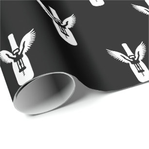 Wine Bottle with Wings and Corkscrew Wrapping Paper