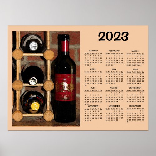 Wine Bottles 2023 Calendar Poster