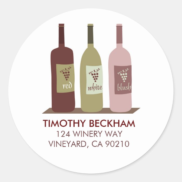 Wine Bottles Address Labels Round Sticker