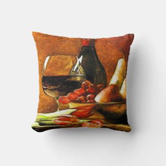 Wine Bottles and Fruit Throw Pillow