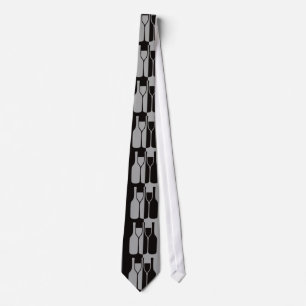 Wine Bottles and Glasses Abstract Design Necktie