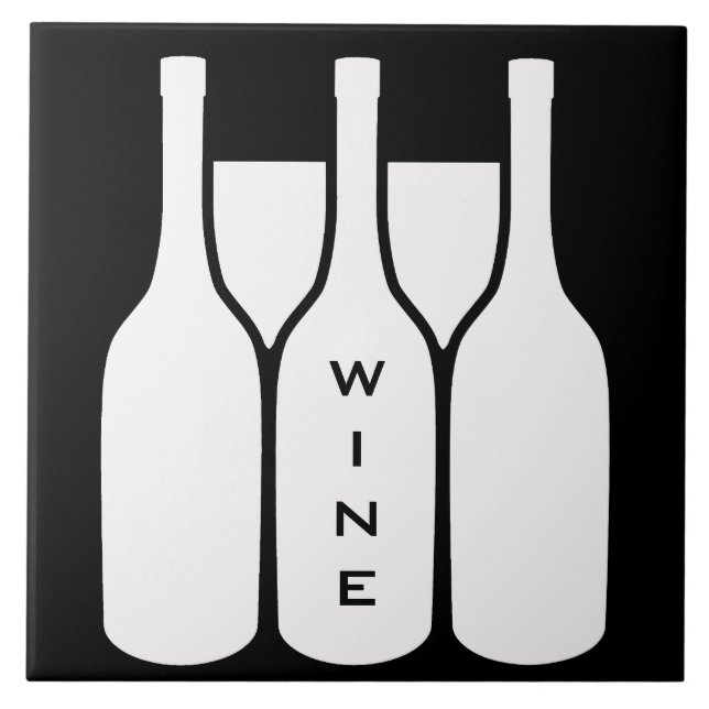 Wine Bottles and Glasses Design Ceramic Tile (Front)