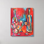 Wine Bottles And Glasses Red Blue Canvas Print at Zazzle