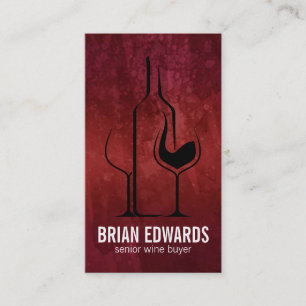 Wine Bottles and Glasses   Red Texture Business Card