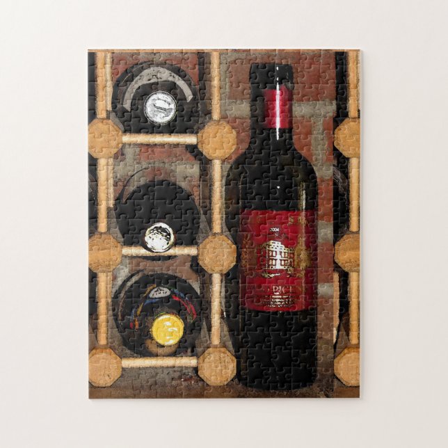 Wine Bottles and Rack Red Black Brown Puzzle (Vertical)