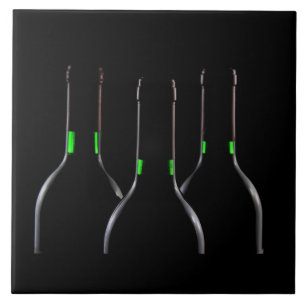 Wine Bottles Black Ceramic Tile
