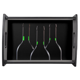 Wine Bottles Black Serving Tray