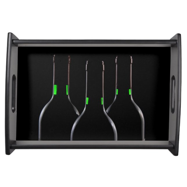 Wine Bottles Black Serving Tray (Front)