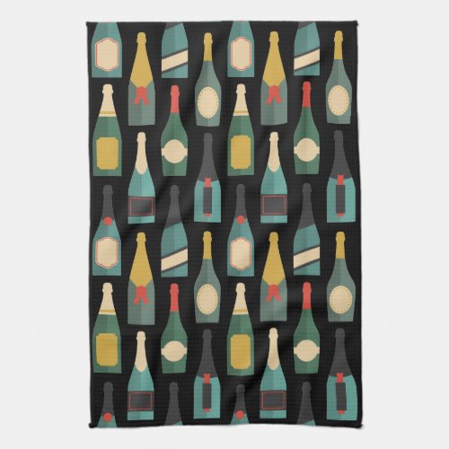 Wine Bottles Black Towel