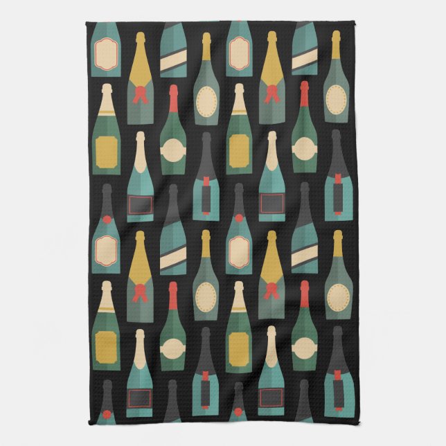 Wine Bottles Black Towel (Vertical)