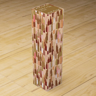 Wine bottles, earth colors, light coral background box