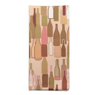 Wine bottles, earth colors, light coral background napkin