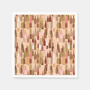 Wine bottles, earth colors, light coral background paper napkins