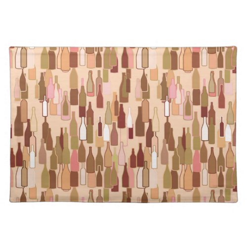 Wine bottles earth colors light coral background placemat