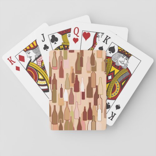 Wine bottles earth colors light coral background playing cards