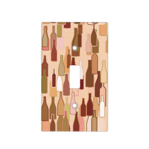 Wine bottles, earth colors, light coral background switch cover