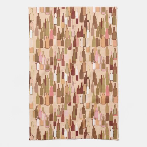 Wine bottles earth colors light coral background towel
