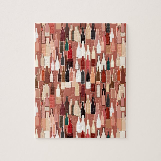 Wine bottles, earth colors, terra cotta background jigsaw puzzle (Vertical)