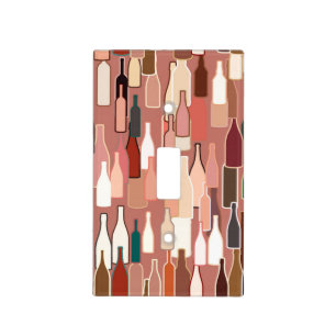 Wine bottles, earth colors, terra cotta background light switch cover