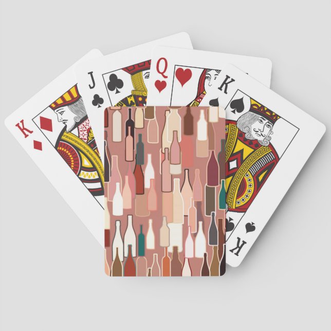 Wine bottles, earth colors, terra cotta background poker cards (Back)