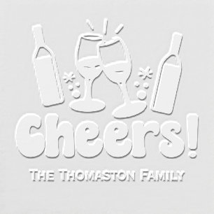 *Wine Bottles Glasses Cheers Family / Company Name Embosser