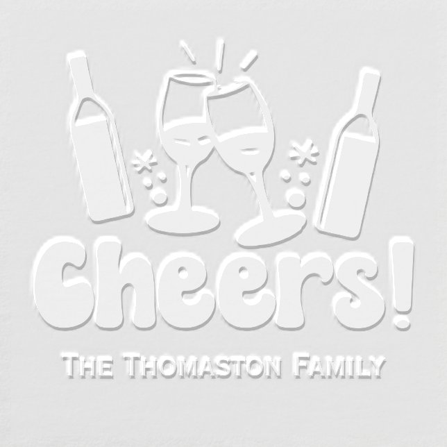 *Wine Bottles Glasses Cheers Family / Company Name Embosser (Design)