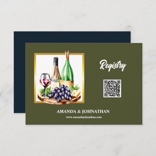 Wine bottles glasses cheese board summer country enclosure card