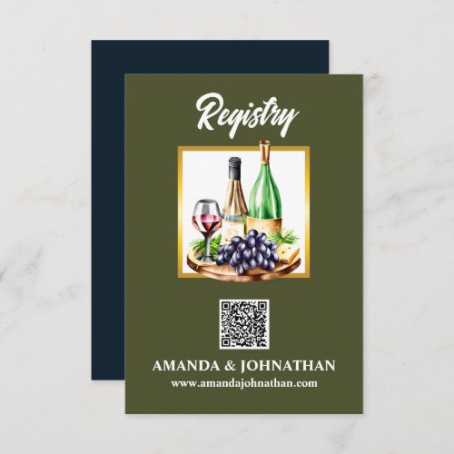 Wine bottles glasses cheese board winery registry enclosure card