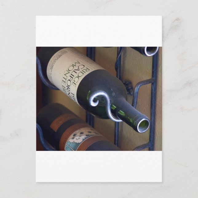 Wine Bottles In A Rack Postcard (Front)