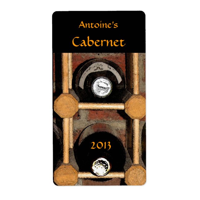 Wine Bottles in Rack Label (Front)