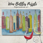Wine Bottles in Watercolor Jigsaw Puzzle<br><div class="desc">Gather around the table with your friends and family and enjoy piecing together this original painting of wine bottles. In fact, have a glass of wine whilst you puzzle! These puzzles have been designed with 'quality time' in mind. My family loves puzzles and many friends have stopped over and had...</div>