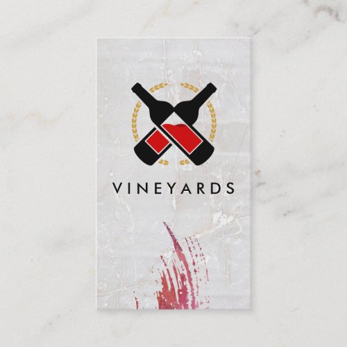 Wine Bottles Logo  Marble Background Business Card