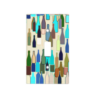 Wine bottles, multi color, beige background light switch cover