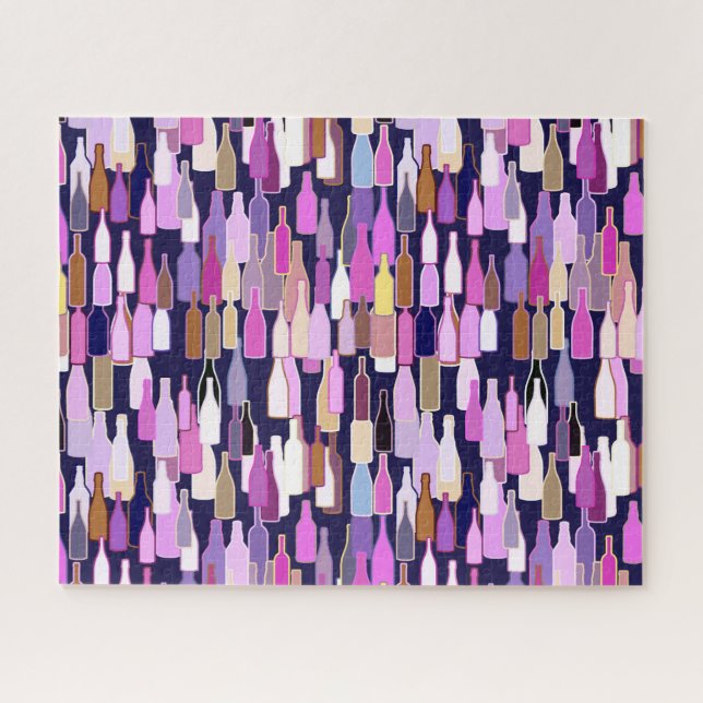 Wine Bottles, Multi Color, Dark Blue Background Jigsaw Puzzle (Horizontal)