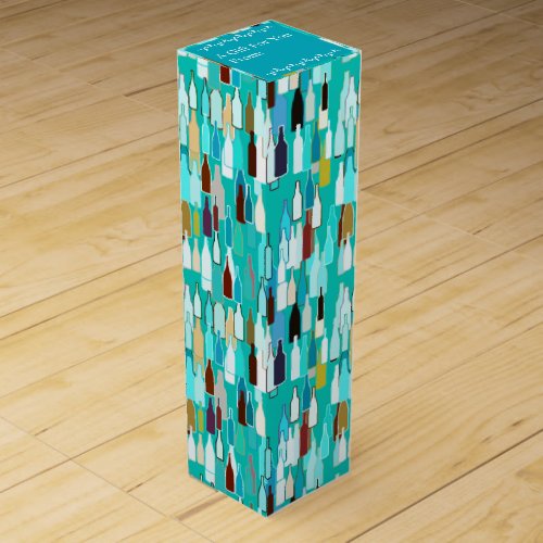 Wine bottles multi colors turquoise background wine box